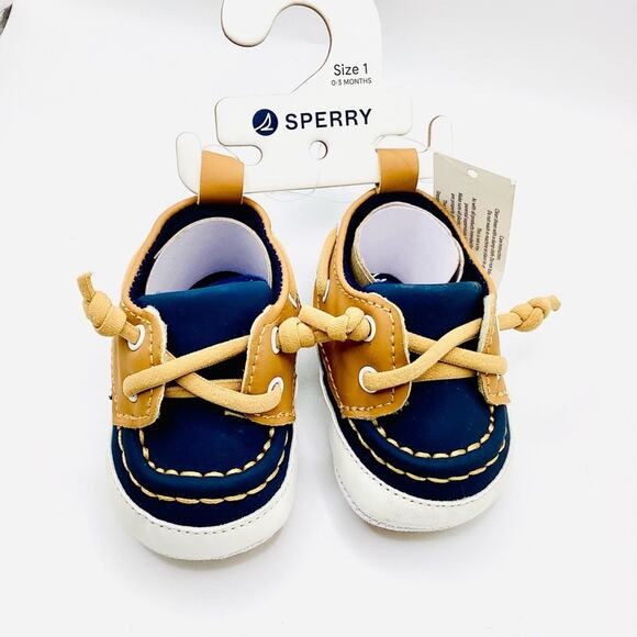 Sperry Navy and Tan Baby Boat Shoes - Picture 2 of 10